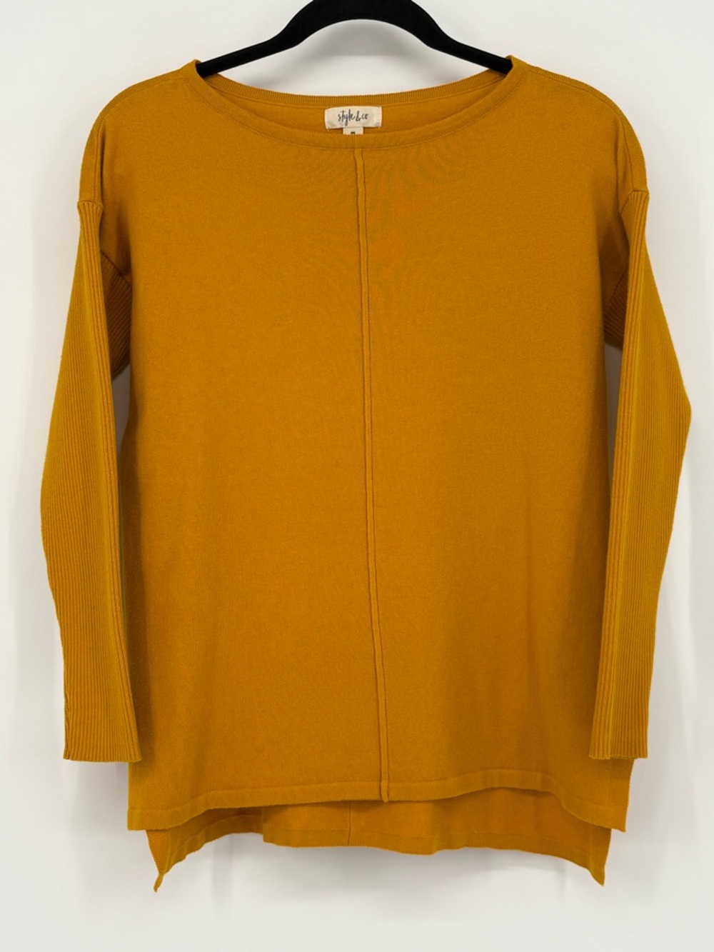 STYLE & CO Sweater Yellow Cotton Blend Tunic Women’s Petite Small